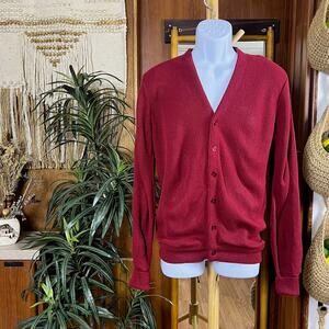 Vintage USA Made Orlon Cardigan S Jefflinks Burgundy Oxblood Ivy Grandpa Preppy
